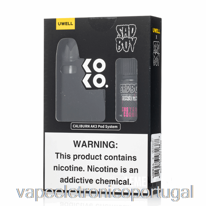 Vape Eletrônico Uwell X Dv Caliburn Ak3 Kit + 50mg Nic Salt [preto] Sadboy - Creme De Biscoito